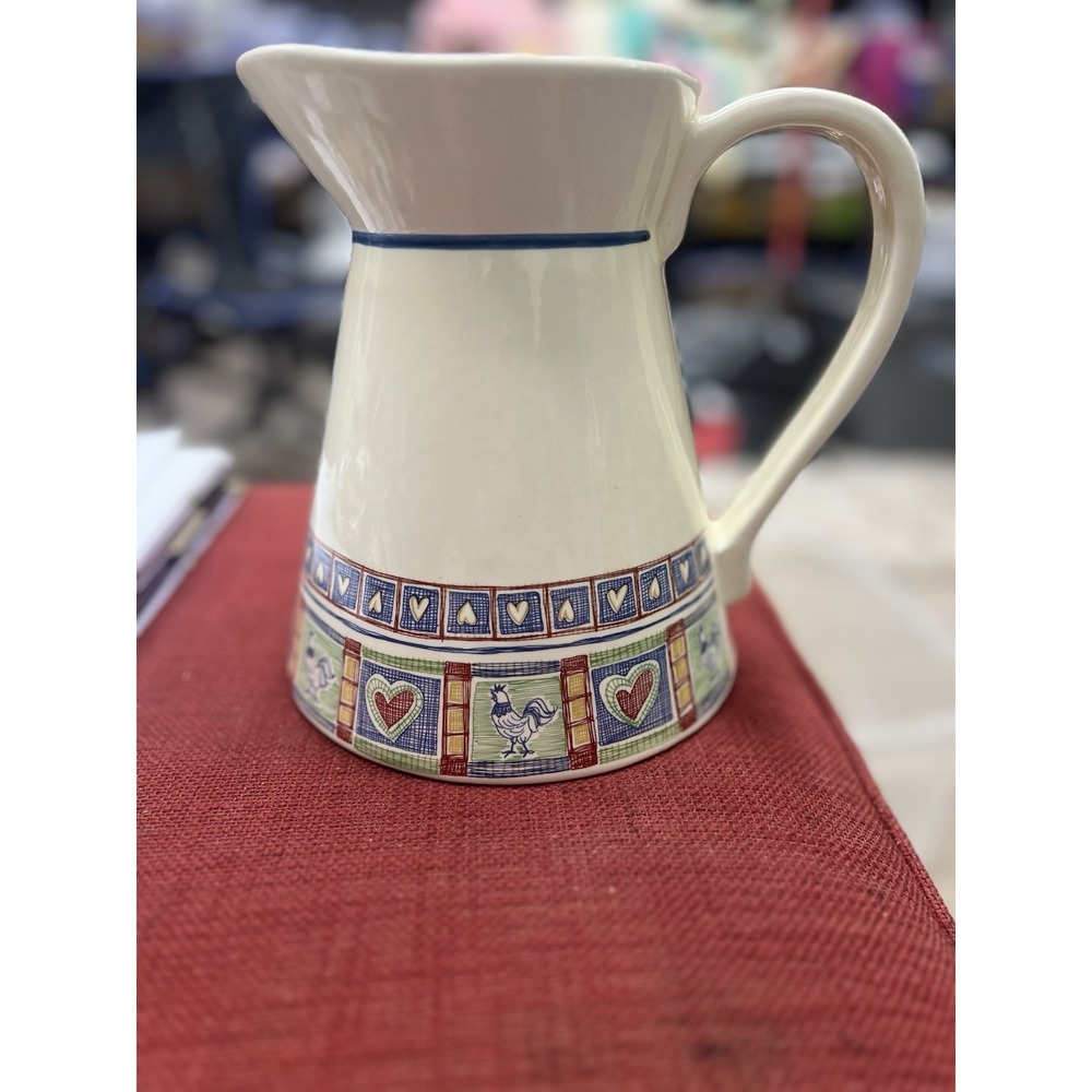 Treasure Craft Pottery Pitcher Americana Quilt Pattern Vintage